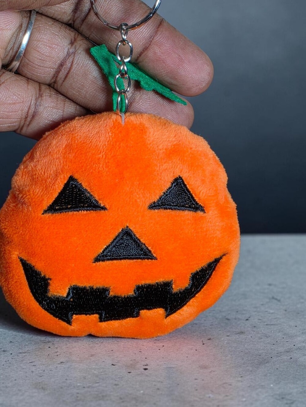 Halloween Plush Pumpkin Keychain - Orange Jack-O'-Lantern